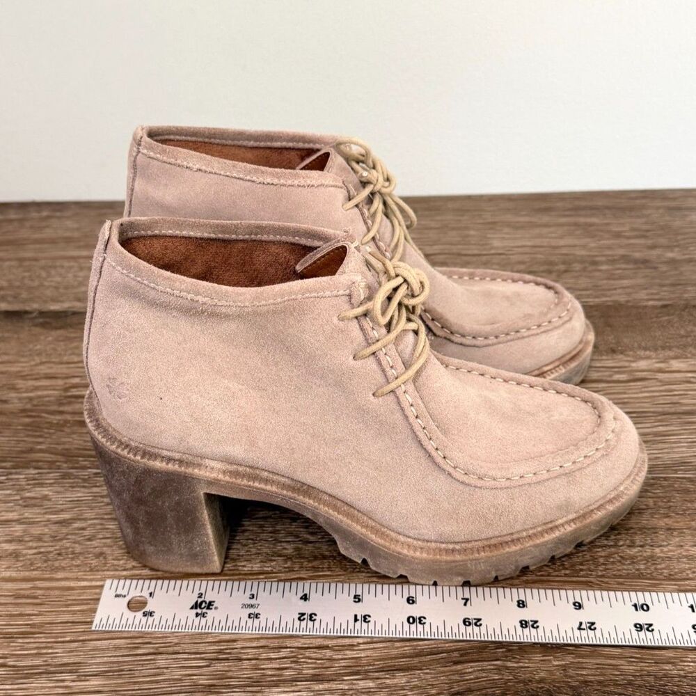 Lucky Brand Hollia Suede Ankle Boots Lug Heel Lace Up Taupe Women's 9M - Picture 10 of 12
